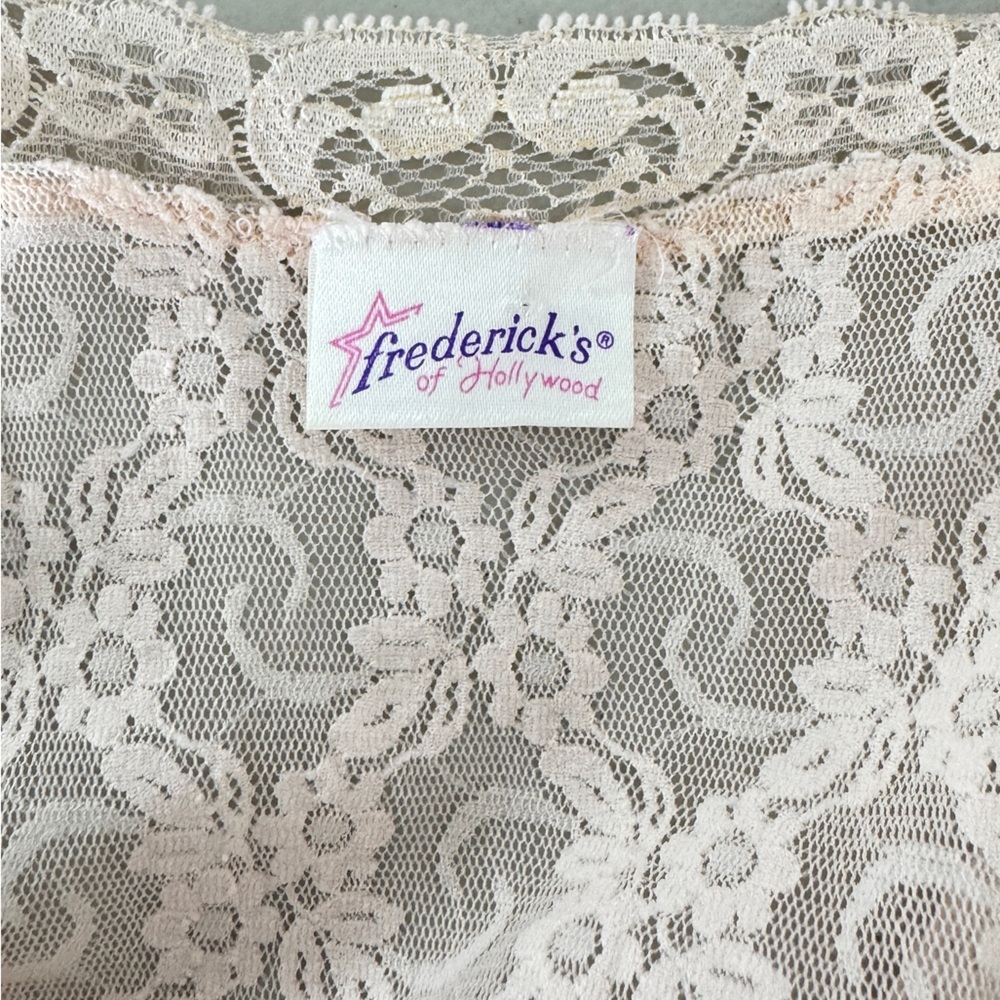 Frederick's of Hollywood Vintage Pale Pink Nylon Lace Nightgown Slip Dress - Picture 11 of 15